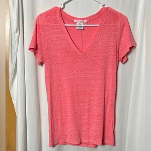 PINK Victoria's Secret Tri-Blend Coral V-Neck Short Sleeve Tee Size Small Petite